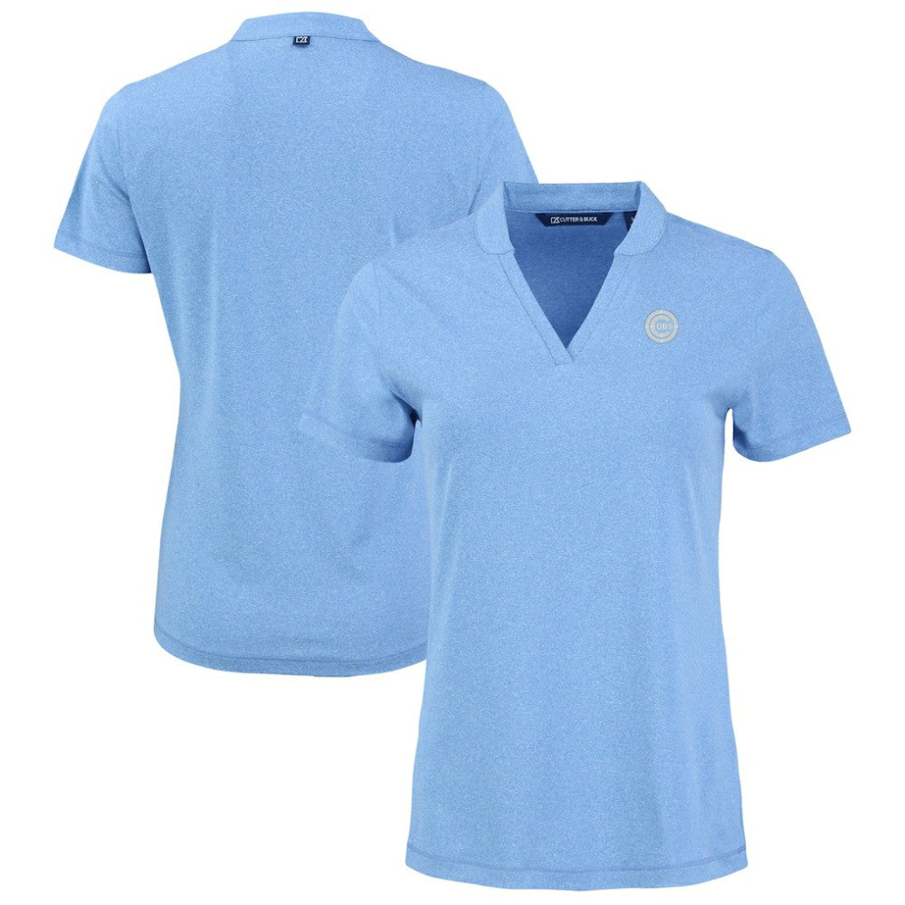 Chicago Cubs Cutter & Buck Forge Heathered Stretch Blade Top - Heather Powder Blue - MLB Discount