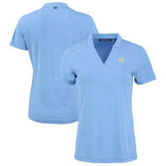 Chicago Cubs Cutter & Buck Forge Heathered Stretch Blade Top - Heather Powder Blue - MLB Discount