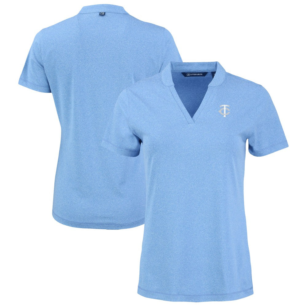 Minnesota Twins Cutter & Buck Forge Heathered Stretch Blade Top - Heather Powder Blue - MLB Online