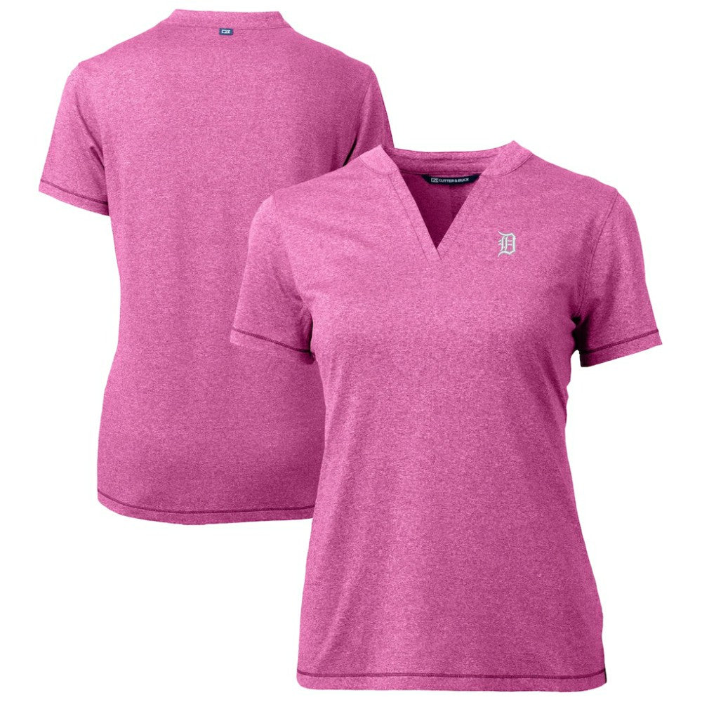 Detroit Tigers Cutter & Buck Forge Heathered Stretch Blade Top - Light Pink - MLB Discount