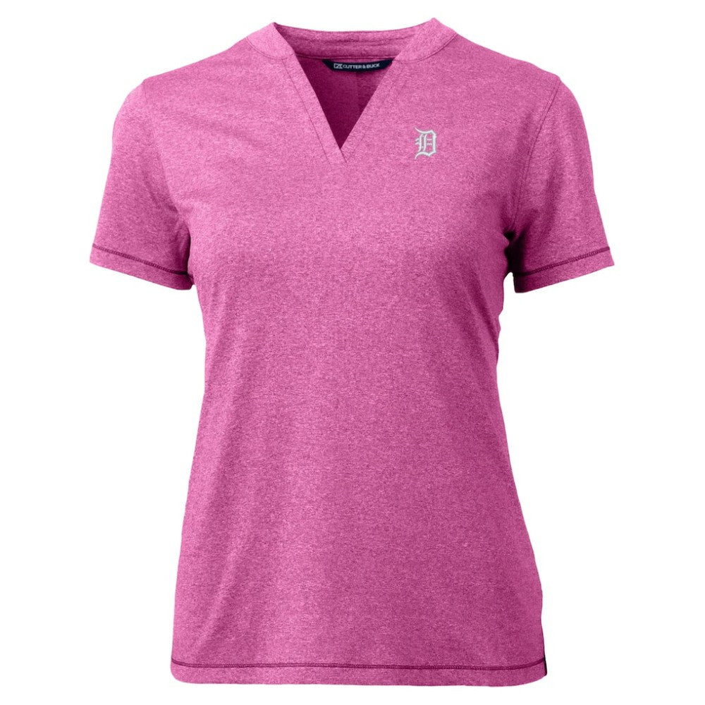 Detroit Tigers Cutter & Buck Forge Heathered Stretch Blade Top - Light Pink - MLB Discount