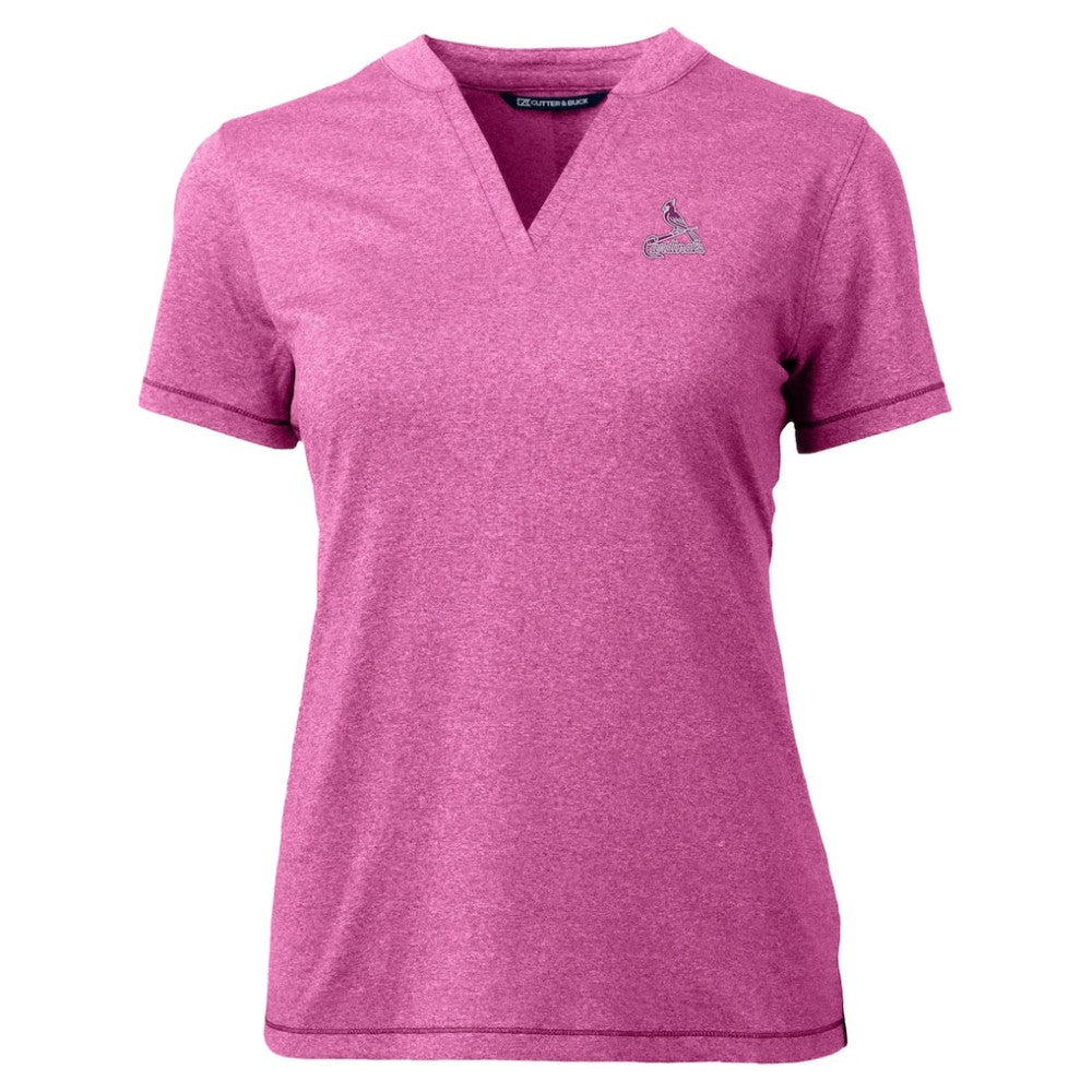 St. Louis Cardinals Cutter & Buck Forge Heathered Stretch Blade Top - Light Pink - MLB Lifestyle