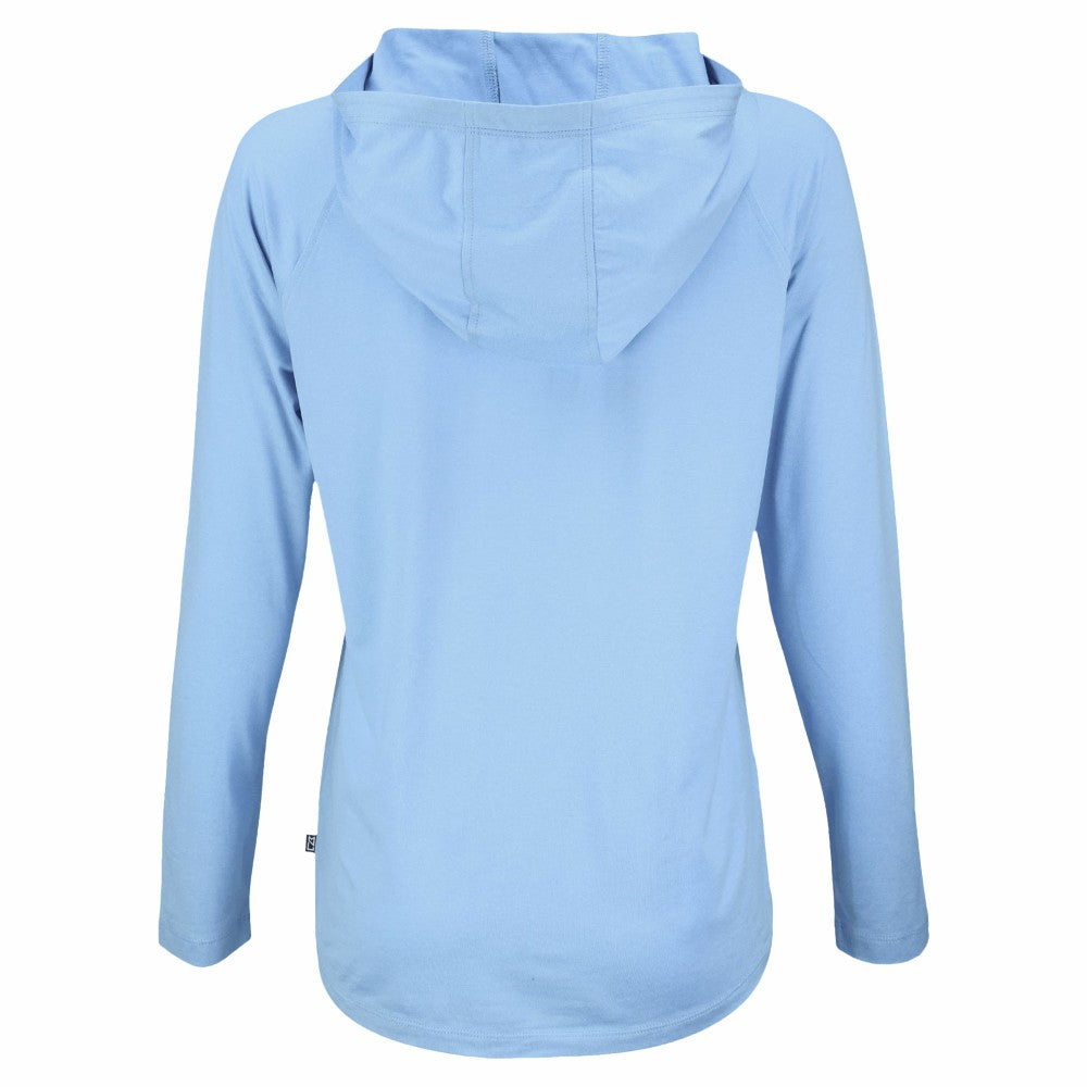Cincinnati Reds Cutter & Buck Women's Coastline Epic Comfort Eco Recycled Long Sleeve Hoodie T-Shirt - Powder Blue - MLB Sale