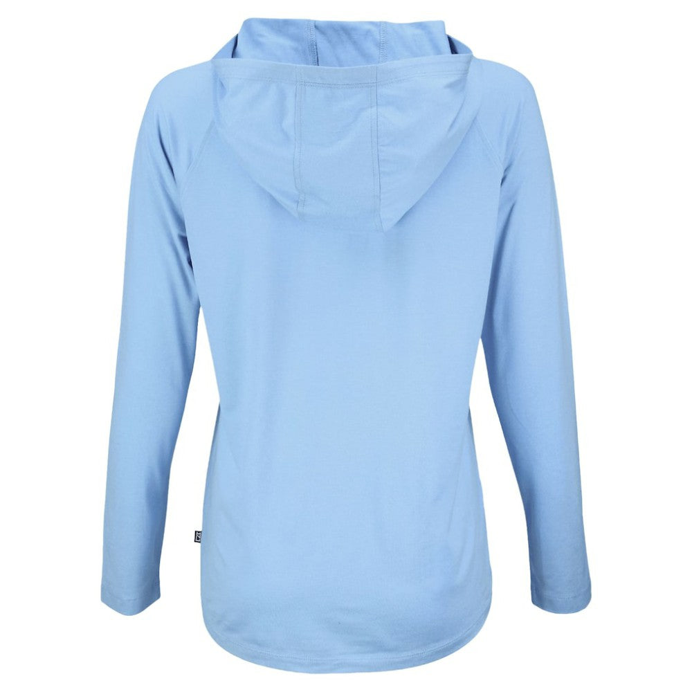 Detroit Tigers Cutter & Buck Women's Coastline Epic Comfort Eco Recycled Long Sleeve Hoodie T-Shirt - Powder Blue - MLB Lifestyle