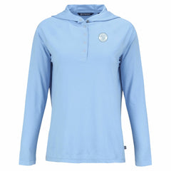 Milwaukee Brewers Cutter & Buck Women's Coastline Epic Comfort Eco Recycled Long Sleeve Hoodie T-Shirt - Powder Blue - MLB Sale