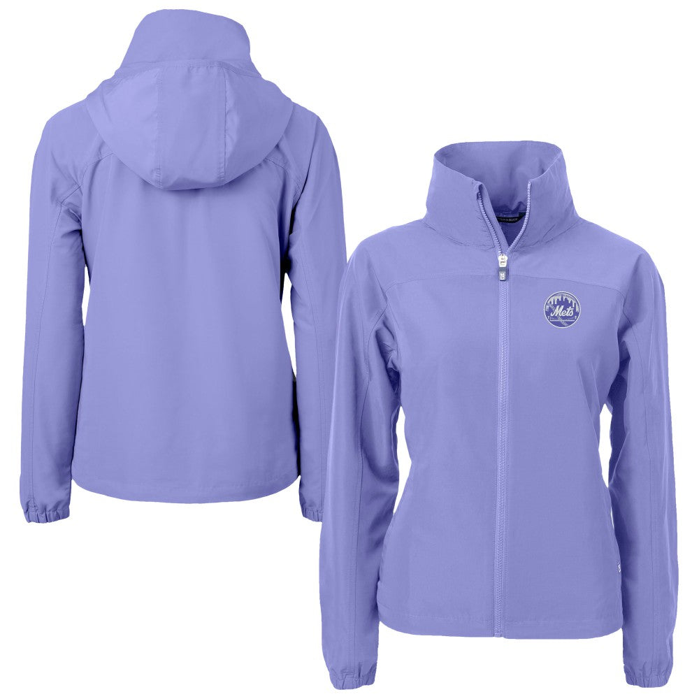 New York Mets Cutter & Buck Women's Charter Eco Recycled Full-Zip Jacket - Lavender - MLB on Sale