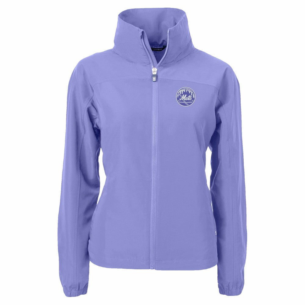 New York Mets Cutter & Buck Women's Charter Eco Recycled Full-Zip Jacket - Lavender - MLB on Sale