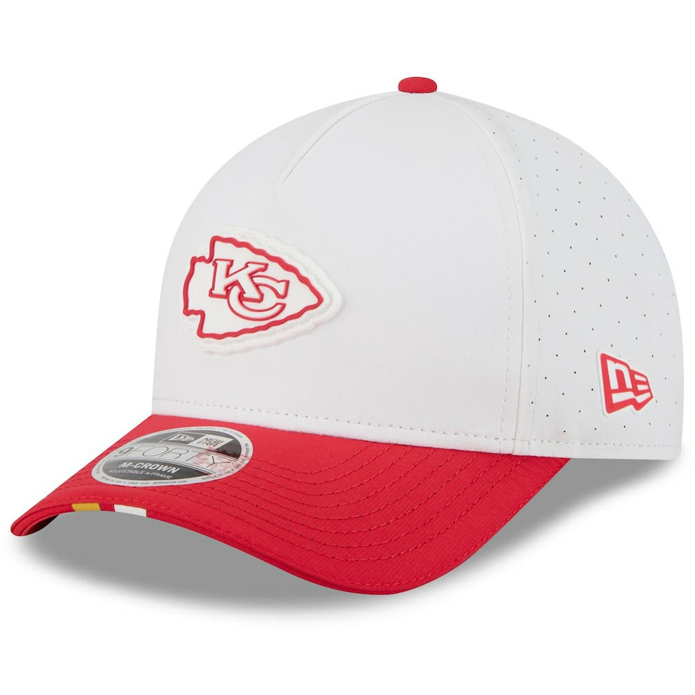 Kansas City Chiefs New Era Youth 2025 NFL Training Camp A-Frame 9FORTY Adjustable Hat White/Red