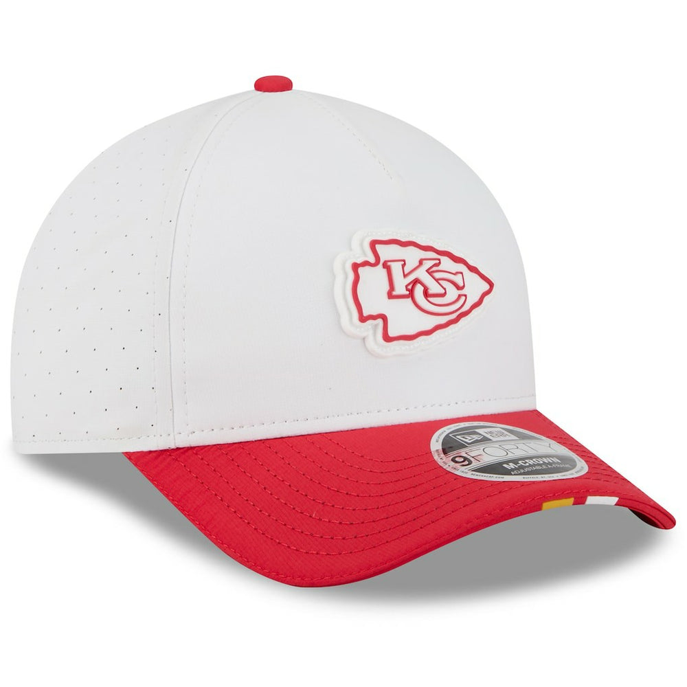 Kansas City Chiefs New Era Youth 2025 NFL Training Camp A-Frame 9FORTY Adjustable Hat White/Red
