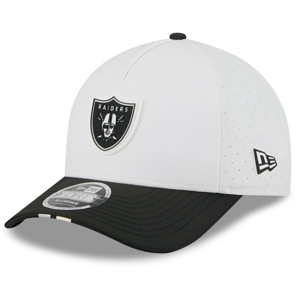 Las Vegas Raiders New Era Youth 2025 NFL Training Camp A-Frame 9FORTY Adjustable Hat White/Black