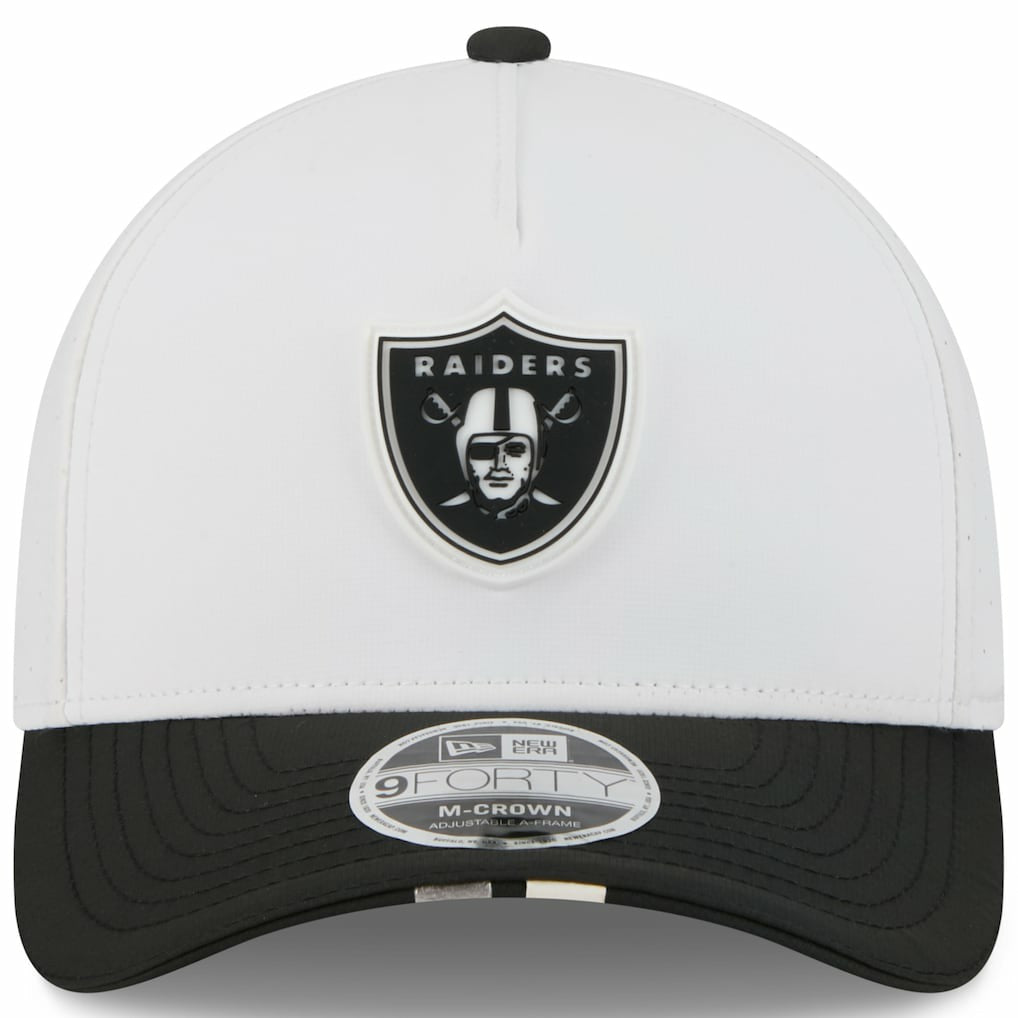 Las Vegas Raiders New Era Youth 2025 NFL Training Camp A-Frame 9FORTY Adjustable Hat White/Black