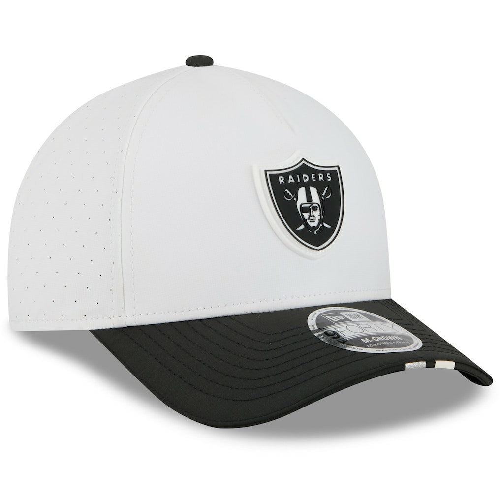 Las Vegas Raiders New Era Youth 2025 NFL Training Camp A-Frame 9FORTY Adjustable Hat White/Black