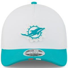 Miami Dolphins New Era Youth 2025 NFL Training Camp A-Frame 9FORTY Adjustable Hat White/Aqua