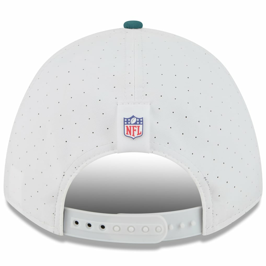 Philadelphia Eagles New Era Youth 2025 NFL Training Camp A-Frame 9FORTY Adjustable Hat White/Midnight Green