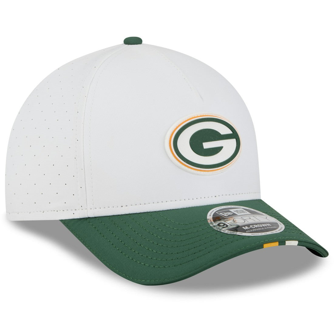 Green Bay Packers New Era Youth 2025 NFL Training Camp A-Frame 9FORTY Adjustable Hat White/Green