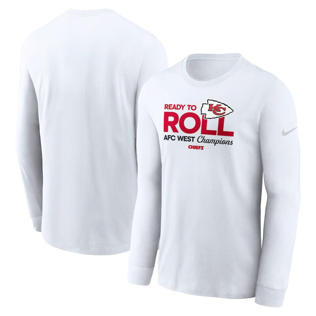 Nike Kansas City Chiefs 2024 AFC West Division Champions Locker Room Trophy Collection Long Sleeve T-Shirt White