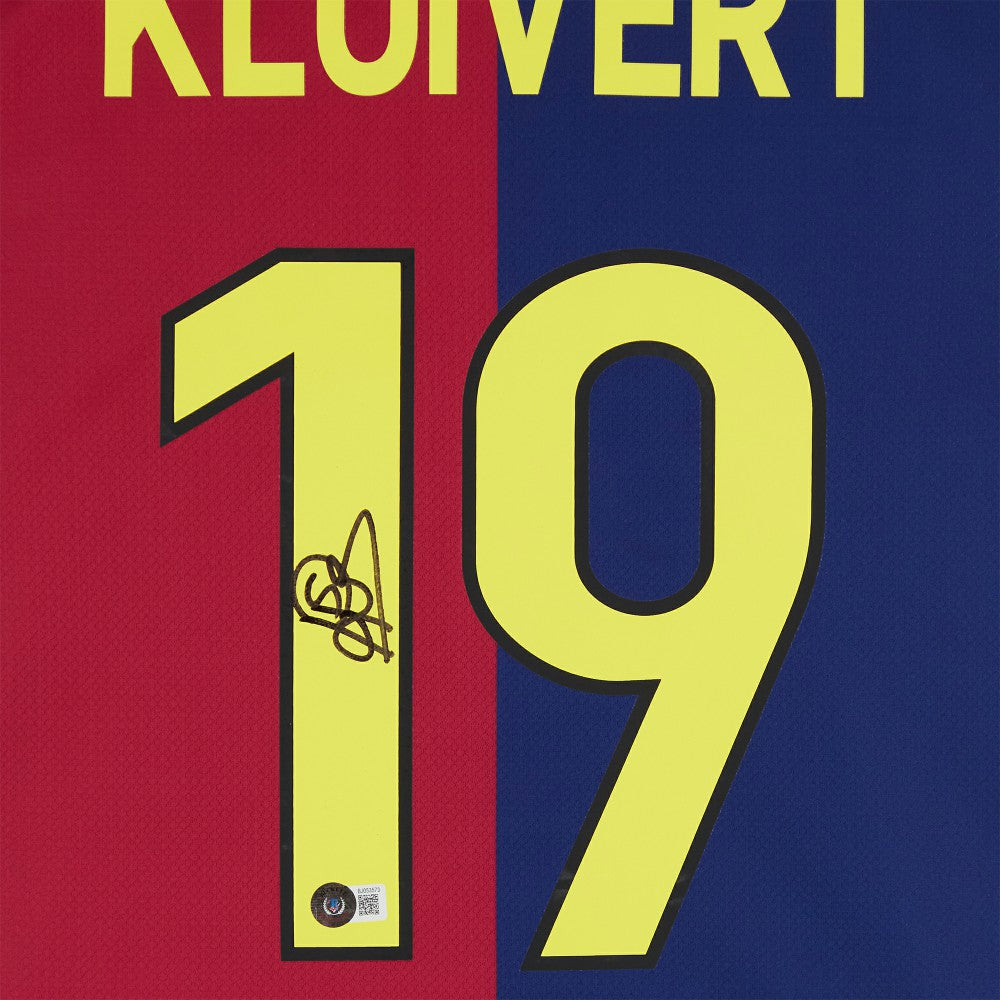 Patrick Kluivert Barcelona Autographed 2024-25 Red/Blue Home Jersey BAS - Fanatics Discount
