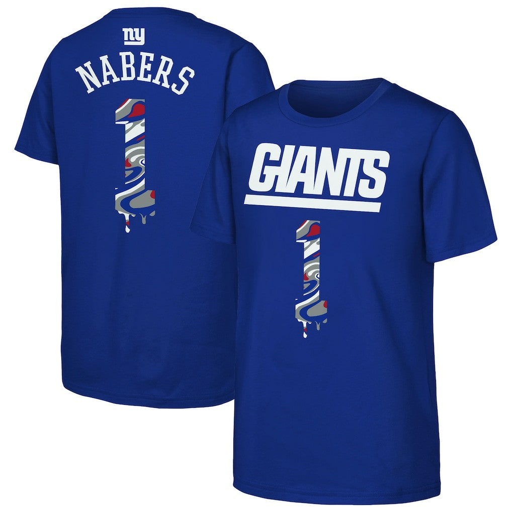 Malik Nabers New York Giants Outerstuff Youth Mainliner Drip Player Name & Number T-Shirt Royal