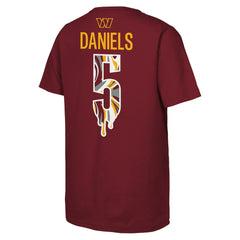Jayden Daniels Washington Commanders Outerstuff Youth Mainliner Drip Player Name & Number T-Shirt Burgundy