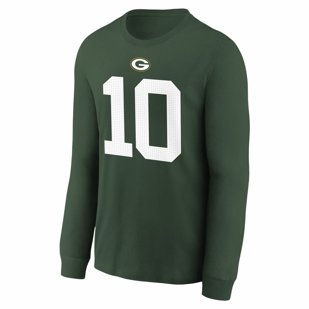Nike Jordan Love Green Bay Packers Youth Player Name & Number Long Sleeve T-Shirt Green