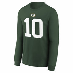 Nike Jordan Love Green Bay Packers Youth Player Name & Number Long Sleeve T-Shirt Green