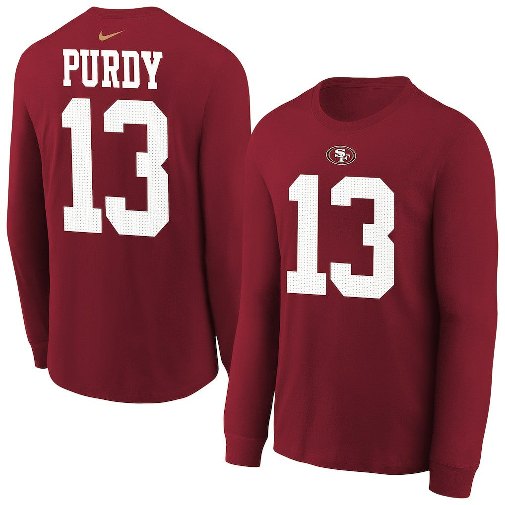 Nike Brock Purdy San Francisco 49ers Youth Player Name & Number Long Sleeve T-Shirt Scarlet