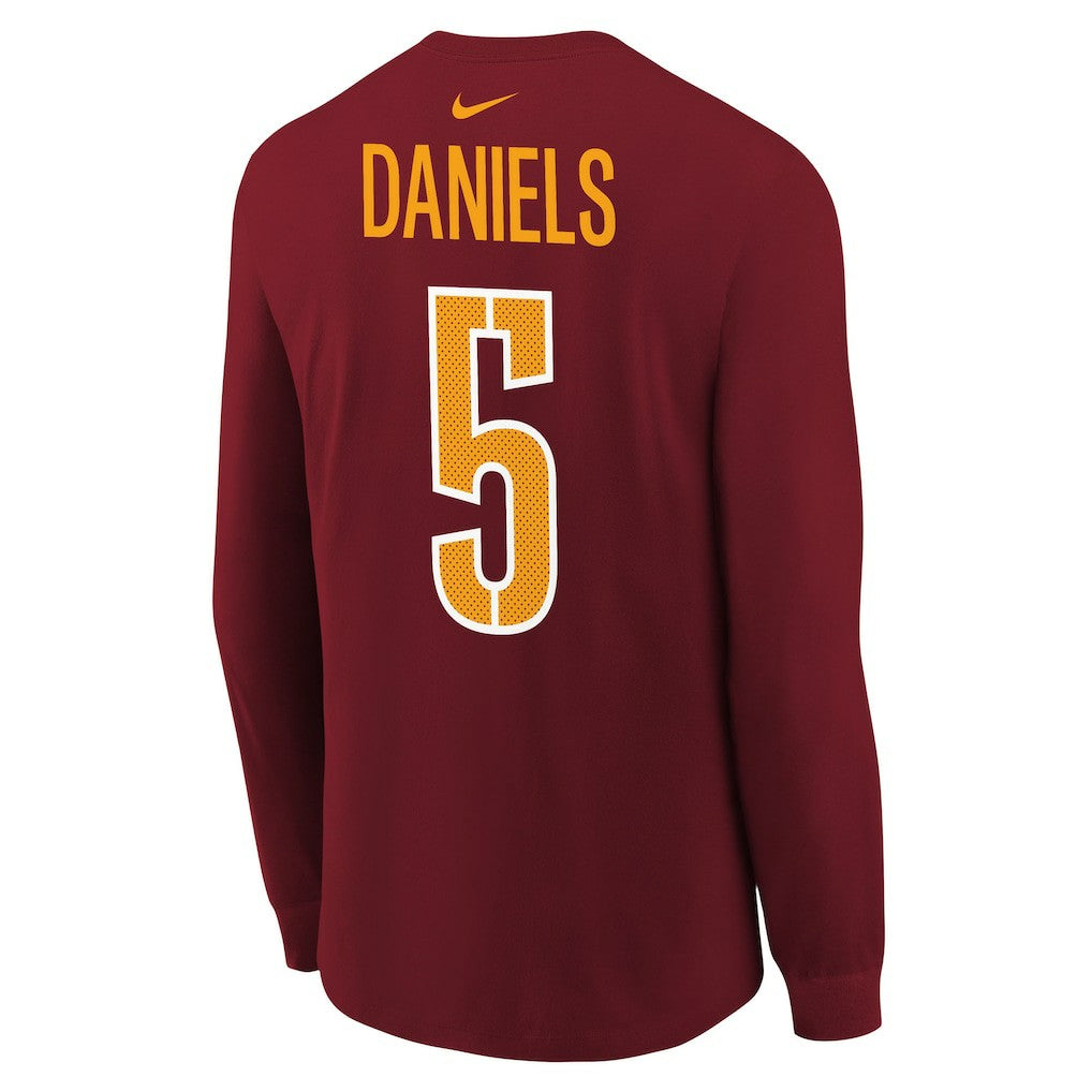 Nike Jayden Daniels Washington Commanders Youth Player Name & Number Long Sleeve T-Shirt Burgundy