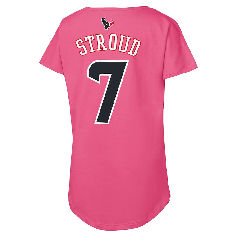 C.J. Stroud Houston Texans Outerstuff Girls Youth Player Name & Number T-Shirt Pink