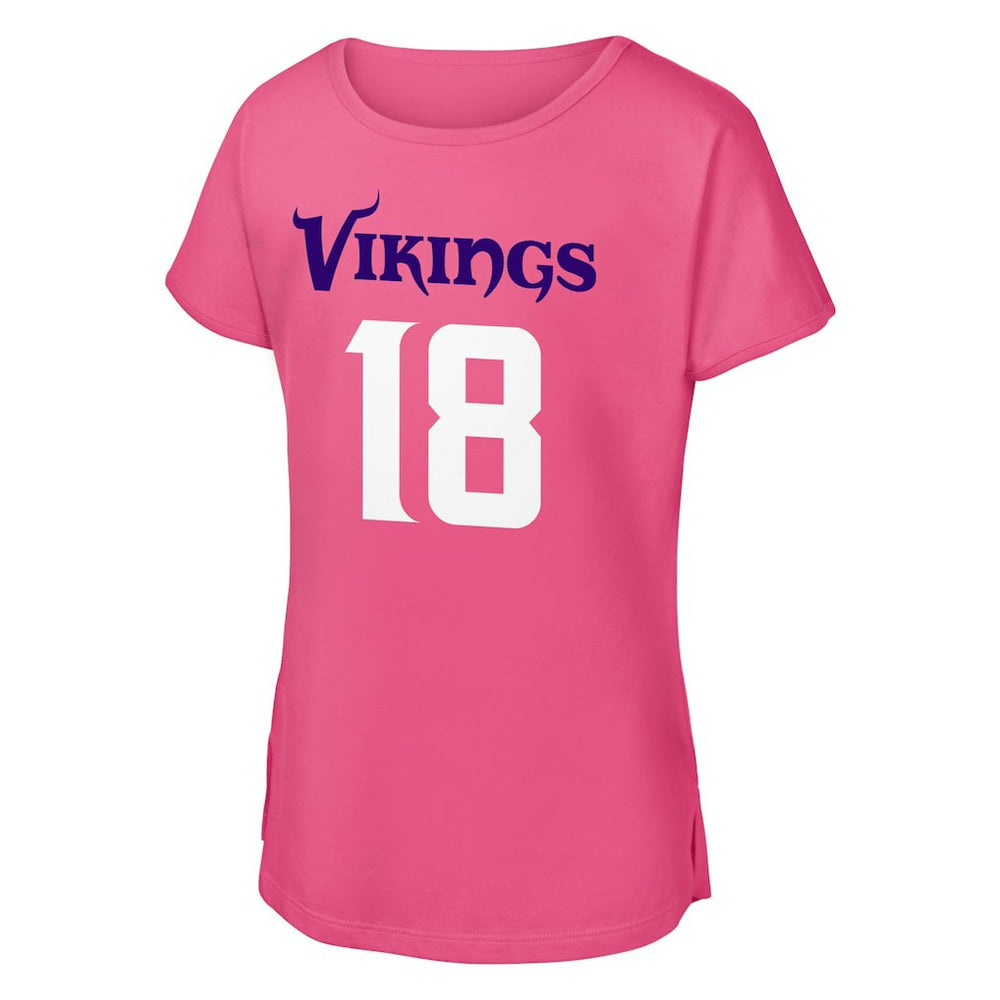 Justin Jefferson Minnesota Vikings Outerstuff Girls Youth Player Name & Number T-Shirt Pink