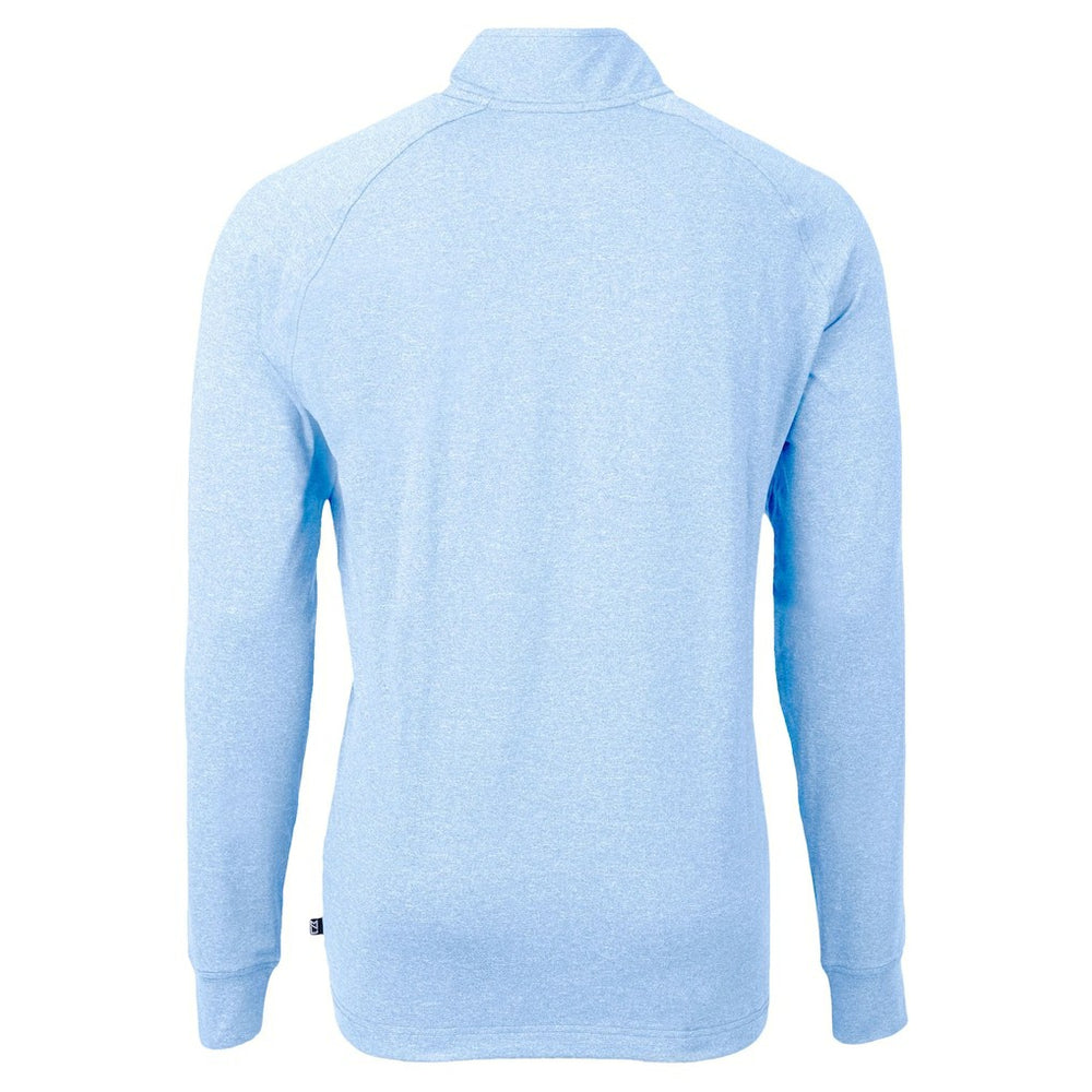 New York Giants Cutter & Buck Raglan Adapt Eco Knit Heather Quarter-Zip Top Powder Blue