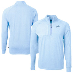 Buffalo Bills Cutter & Buck Raglan Adapt Eco Knit Heather Quarter-Zip Top Powder Blue