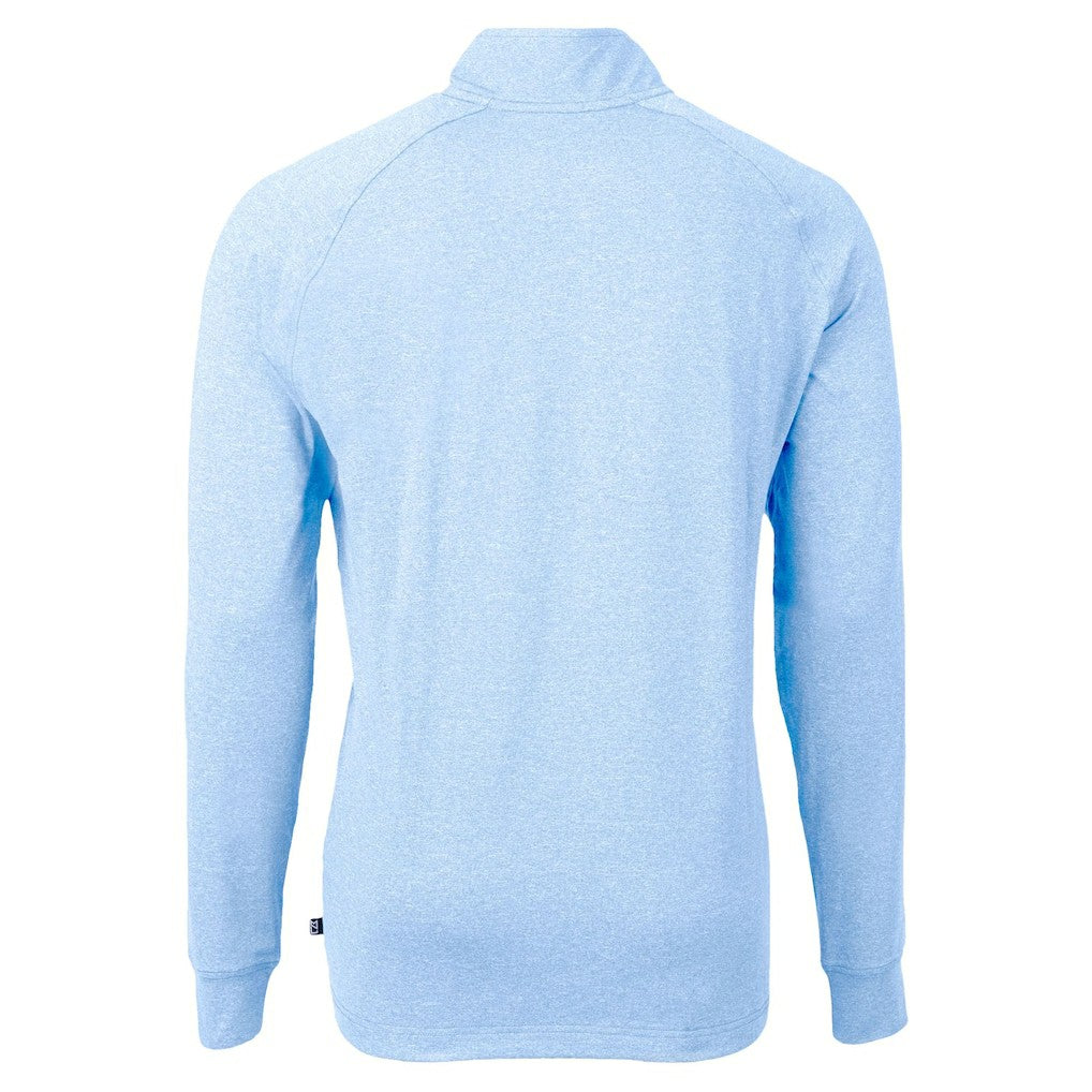 Carolina Panthers Cutter & Buck Raglan Adapt Eco Knit Heather Quarter-Zip Top Powder Blue