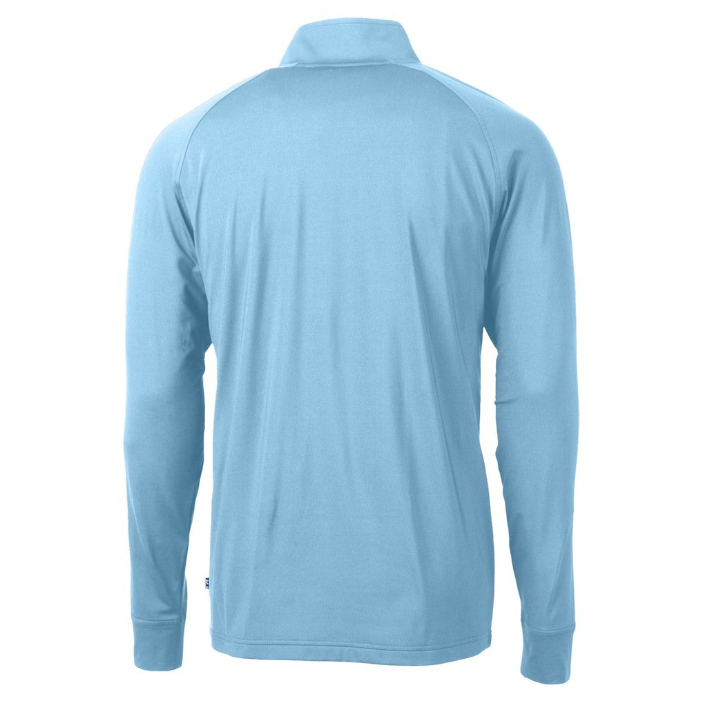 Chicago Bears Cutter & Buck Raglan Adapt Eco Knit Stretch Recycled Quarter-Zip Top Powder Blue