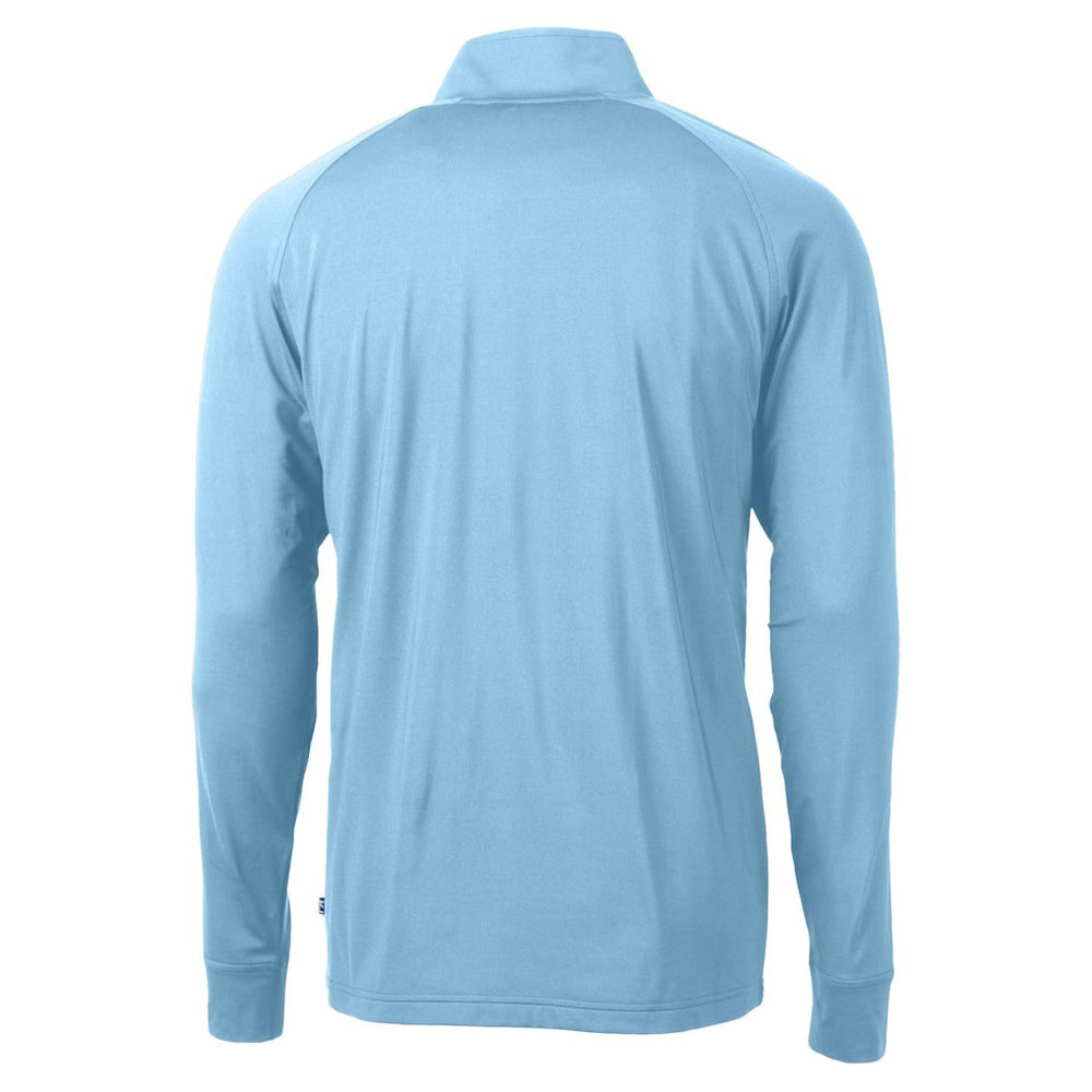 New York Jets Cutter & Buck Raglan Adapt Eco Knit Stretch Recycled Quarter-Zip Top Powder Blue
