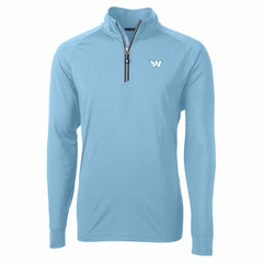 Washington Commanders Cutter & Buck Raglan Adapt Eco Knit Stretch Recycled Quarter-Zip Top Powder Blue