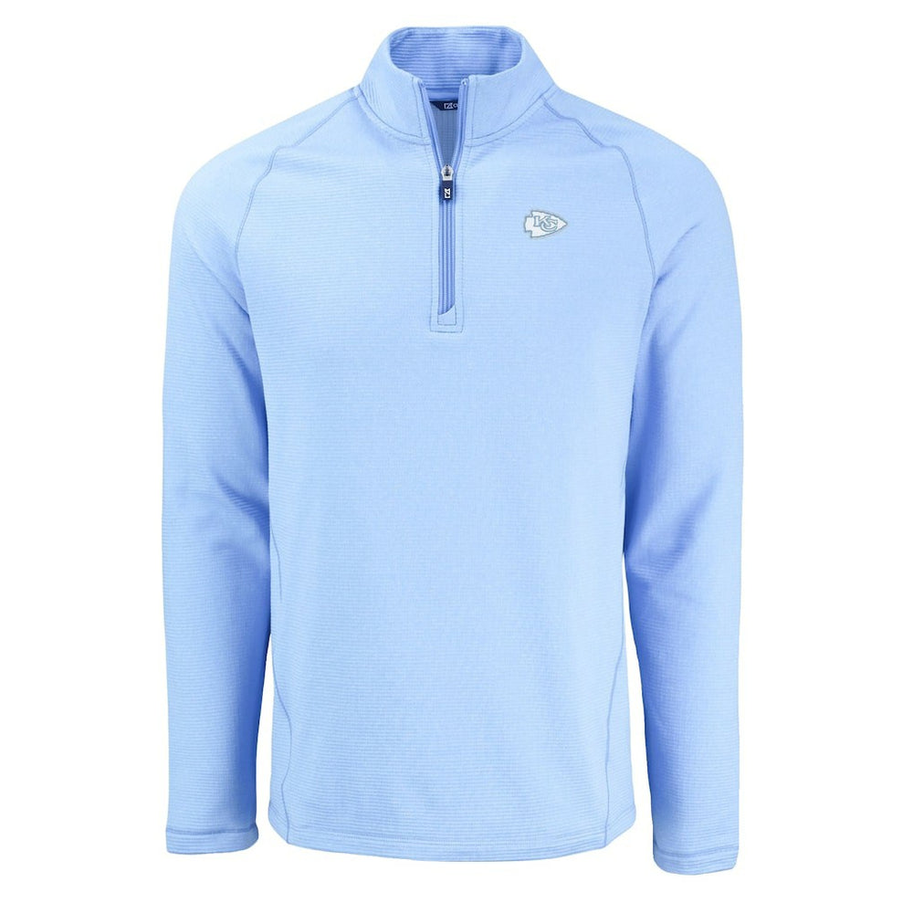 Kansas City Chiefs Cutter & Buck Peshastin Eco Fleece Recycled Raglan Quarter-Zip Top Powder Blue