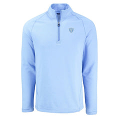 Las Vegas Raiders Cutter & Buck Peshastin Eco Fleece Recycled Raglan Quarter-Zip Top Powder Blue