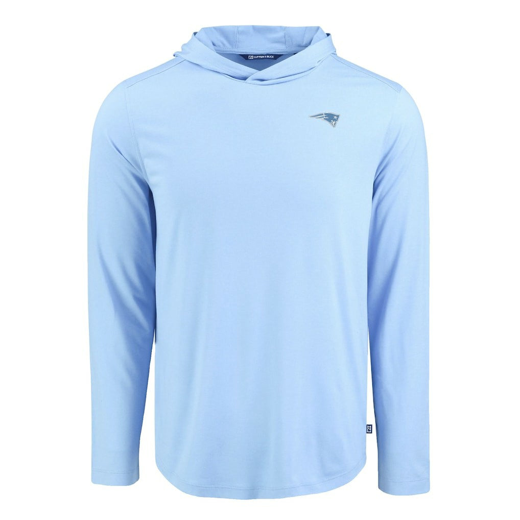New England Patriots Men's Cutter & Buck Coastline Epic Comfort Eco Recycled Men's Hooded Shirt Powder Blue