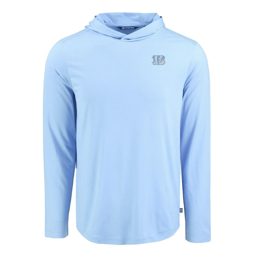 Cincinnati Bengals Men's Cutter & Buck Coastline Epic Comfort Eco Recycled Men's Hooded Shirt Powder Blue