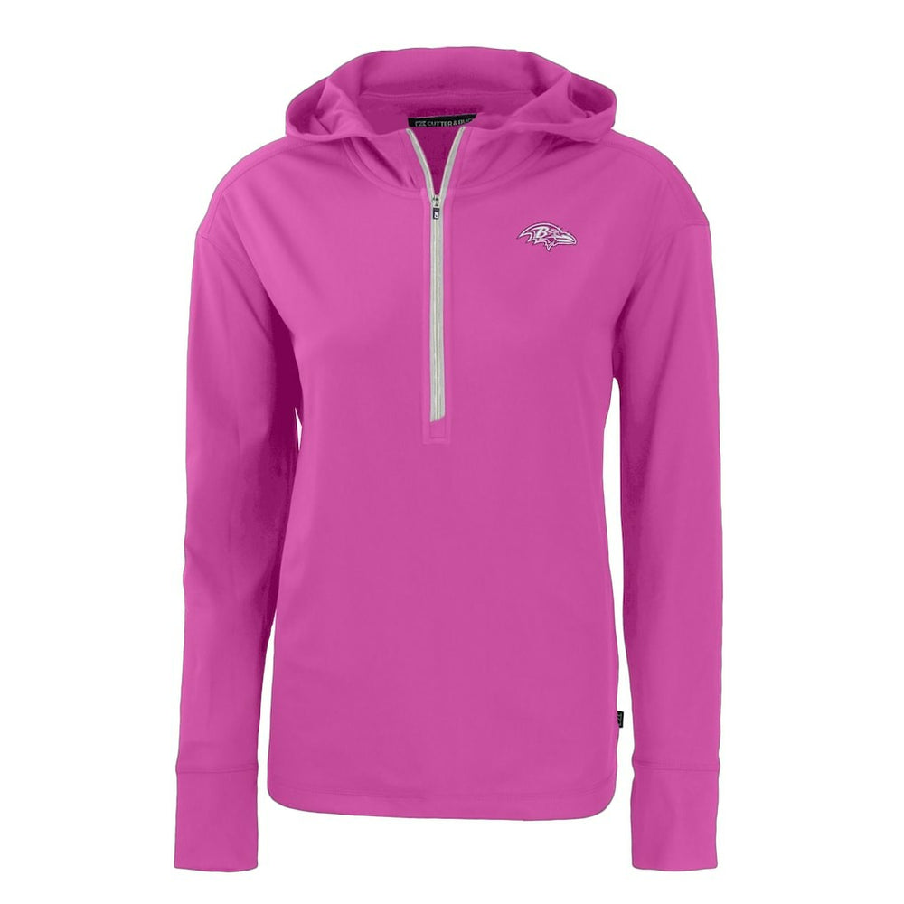 Baltimore Ravens Cutter & Buck Women's Daybreak Eco Recycled Half-Zip Hoodie Pink