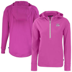 Cincinnati Bengals Cutter & Buck Women's Daybreak Eco Recycled Half-Zip Hoodie Pink