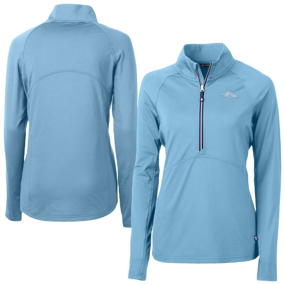 Baltimore Ravens Cutter & Buck Women's Adapt Eco Knit Stretch Recycled Half-Zip Top Powder Blue