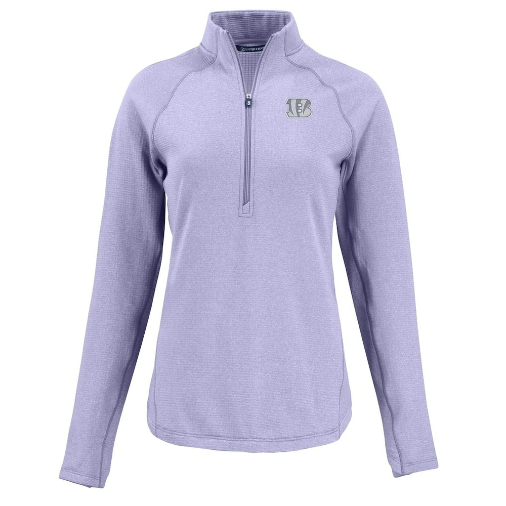 Cincinnati Bengals Cutter & Buck Women's Peshastin Eco Fleece Recycled Half-Zip Top Purple