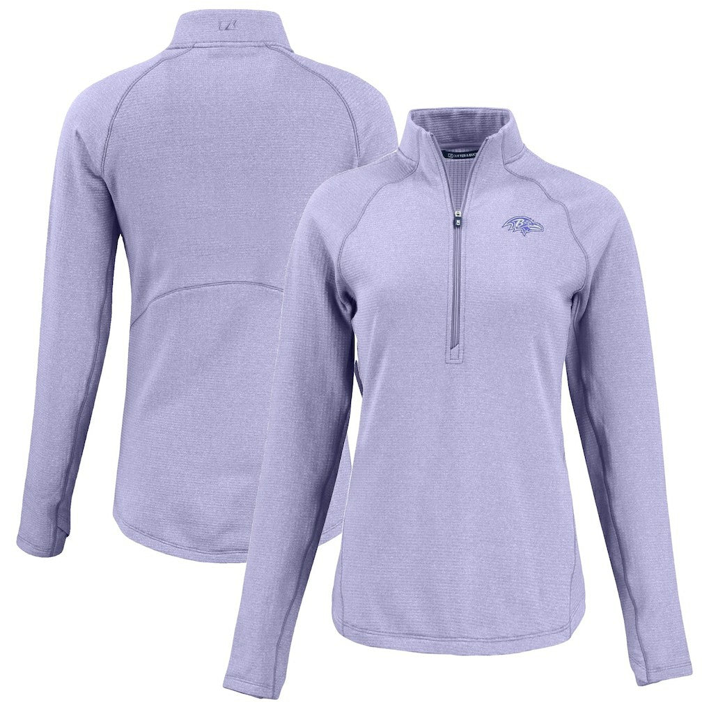 Baltimore Ravens Cutter & Buck Women's Peshastin Eco Fleece Recycled Half-Zip Top Purple