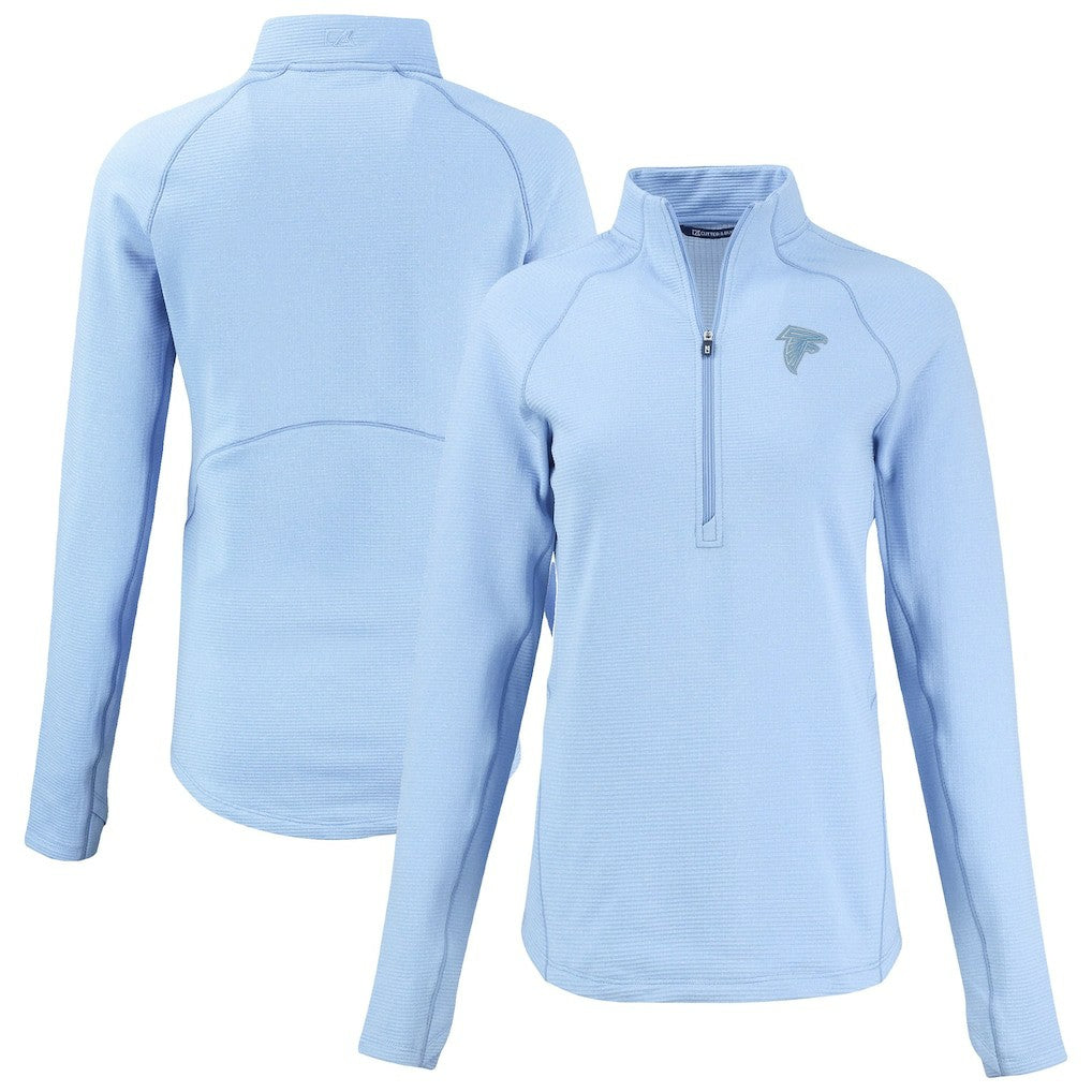 Atlanta Falcons Cutter & Buck Women's Peshastin Eco Fleece Recycled Half-Zip Top Powder Blue