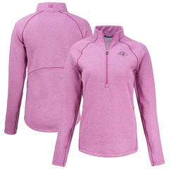 Baltimore Ravens Cutter & Buck Women's Peshastin Eco Fleece Recycled Half-Zip Top Pink