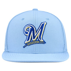 Milwaukee Brewers Mitchell & Ness Cooperstown Collection Basic Flip Snapback Hat - Powder Blue - Mitchell & Ness Lifestyle