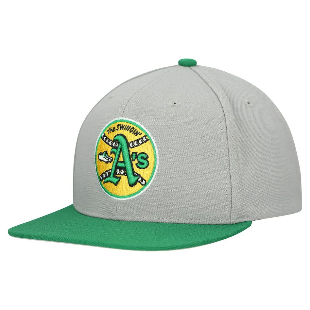Athletics Mitchell & Ness Cooperstown Collection Basic Flip Snapback Hat - Gray - Mitchell & Ness Lifestyle