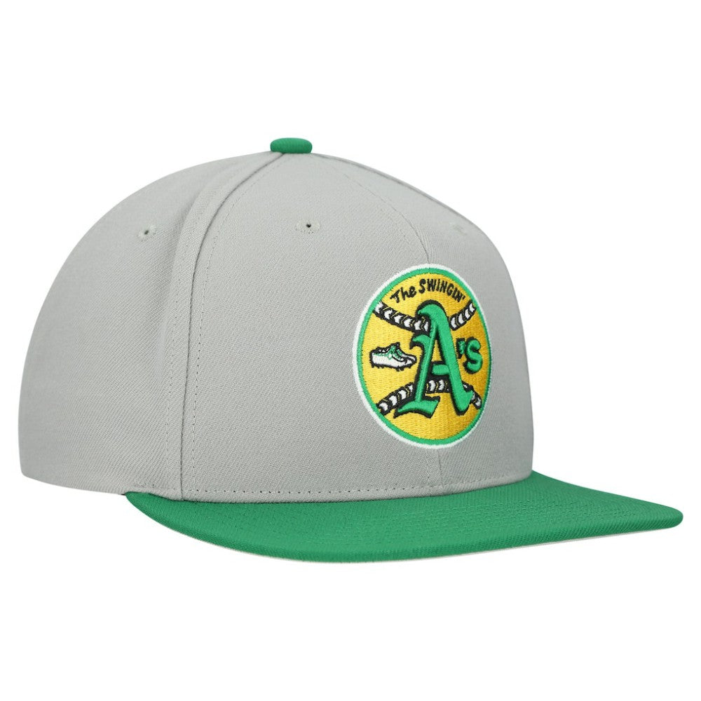 Athletics Mitchell & Ness Cooperstown Collection Basic Flip Snapback Hat - Gray - Mitchell & Ness Lifestyle