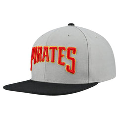 Pittsburgh Pirates Mitchell & Ness Cooperstown Collection Basic Flip Snapback Hat - Gray - Mitchell & Ness Lifestyle